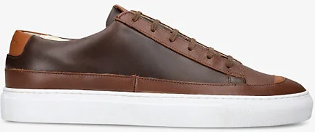 Mens Brown D-Stock Recycled-Leather Low-Top Trainers Eur 40 / 6 Uk Men