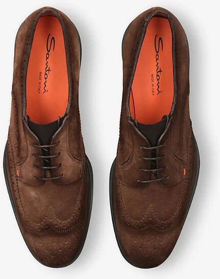 Mens Brown Easy Suede Derby Brogues Eur 44 / 10 Uk Men - Image 2