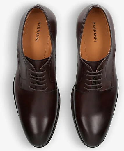 Mens Brown Flex Leather Derby Shoes Eur 43.5 / 9.5 Uk Men - Image 2