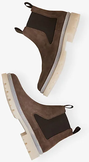Mens Brown Garry Contrast-Sole Nubuck Leather Chelsea Boots Eur 41 / 7 Uk Men - Image 2