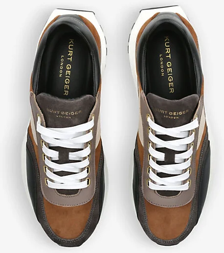 Mens Brown Gaspar Contrast-Panel Suede Low-Top Trainers Eur 40 / 6 Uk Men - Image 2
