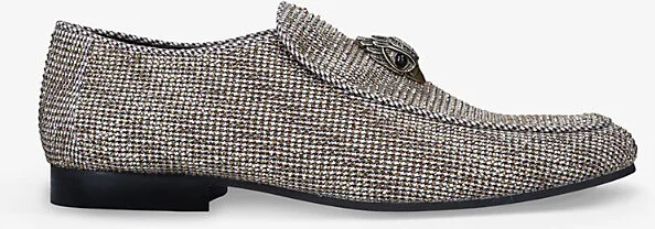 Mens Brown Hugh Eagle-Embellished Woven Loafers Eur 46 / 12 Uk Men