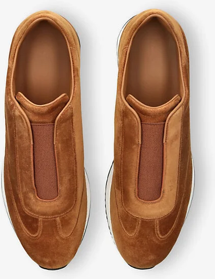 Mens Brown Lift Slip-On Suede Low-Top Trainers Eur 43 / 9 Uk Men - Image 2