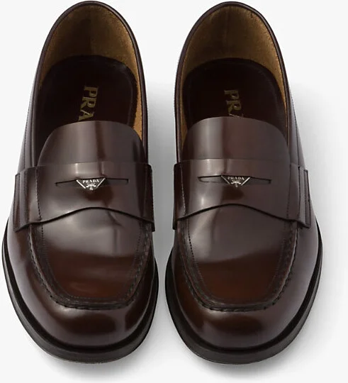 Mens Brown Logo-Badge Slip-On Leather Loafers Eur 45 / 11 Uk Men - Image 2
