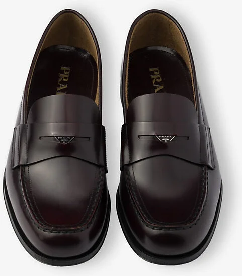 Mens Brown Logo-Badge Slip-On Leather Loafers Eur 45 / 11 Uk Men - Image 4
