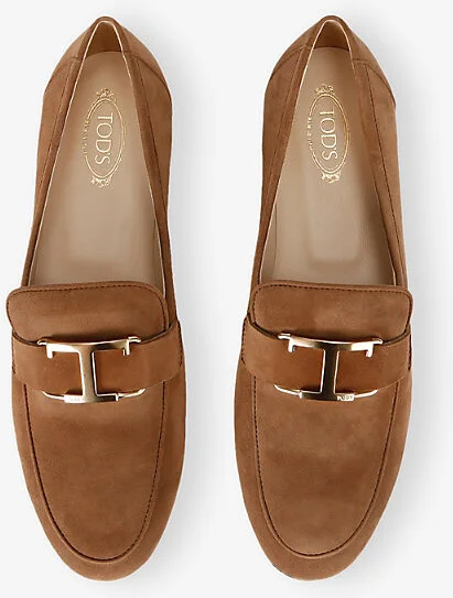 Mens Brown Logo-Hardware Suede Loafers Eur 36 / 3 Uk Women - Image 2