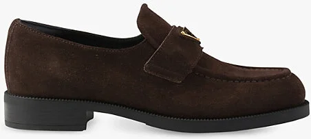 Mens Brown Logo-Plaque Chunky-Sole Suede Loafers Eur 37.5 / 4.5 Uk Women