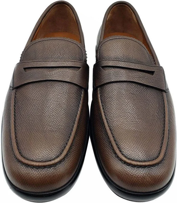 Men's Brown Micson Leather Slip On Loafer Dress Shoes - Image 3