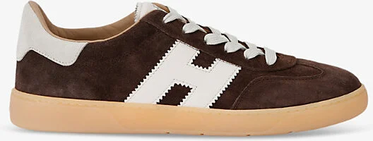 Mens Brown/Oth Cool Serrated-Logo Suede Low-Top Trainers Eur 42 / 8 Uk Men