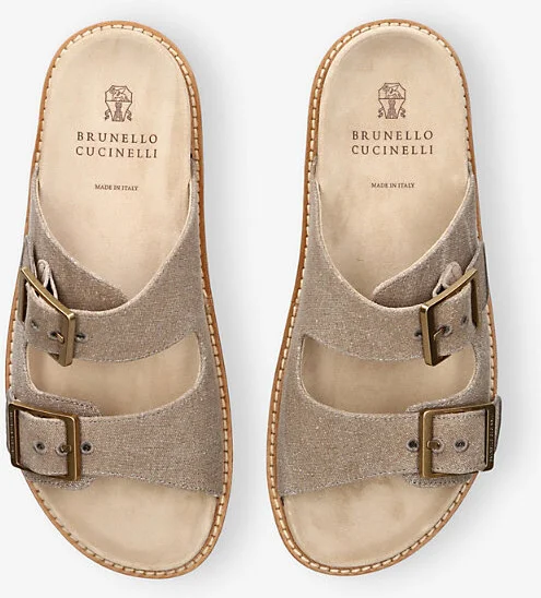 Mens Brown/Oth Double-Strap Canvas Sandals Eur 44 / 10 Uk Men - Image 2