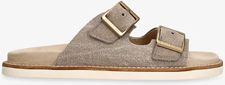 Mens Brown/Oth Double-Strap Canvas Sandals Eur 44 / 10 Uk Men