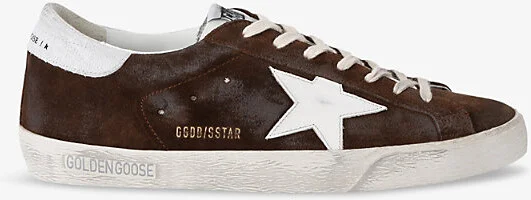 Mens Brown/Oth Men's Superstar Star-Embroidered Suede Low-Top Trainers Eur 41 / 7 Uk Men