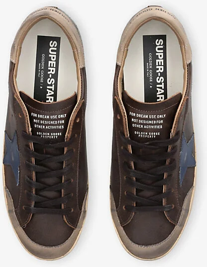 Mens Brown/Oth Super-Star Leather Low-Top Trainers Eur 40 / 6 Uk Men - Image 2