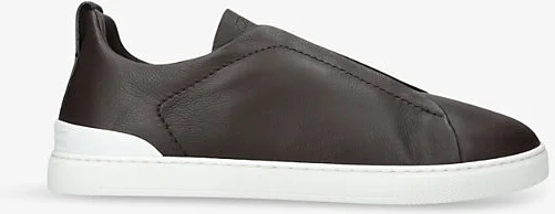 Mens Brown/Oth Triple Stitch Secondskin Shearling Leather Low-Top Trainers Eur 43.5 / 9.5 Uk Men