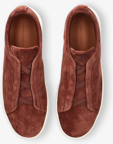 Mens Brown/Oth Triple-Stitch Suede Low-Top Trainers Eur 44.5 / 10.5 Uk Men - Image 2