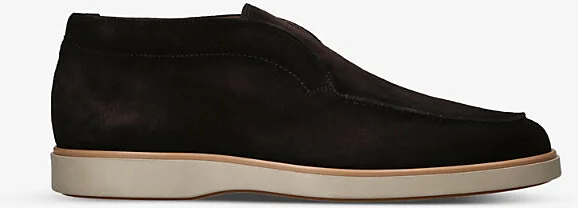 Mens Brown Paraiso Tonal-Stitching Suede Mid-Top Loafers Eur 46 / 12 Uk Men