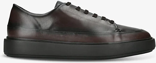 Mens Brown Release Lace-Up Leather Low-Top Trainers Eur 41.5 / 7.5 Uk Men