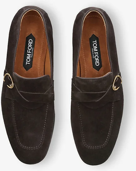 Mens Brown Side-Buckle Suede Loafers Eur 46 / 12 Uk Men - Image 2