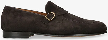 Mens Brown Side-Buckle Suede Loafers Eur 46 / 12 Uk Men