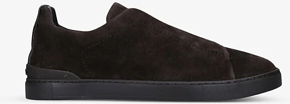 Mens Brown Triple Stitch Leather and Fabric Low-Top Trainers Eur 40 / 6 Uk Men