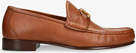 Mens Brown Vlogo Signature Leather Loafers Eur 39 / 5 Uk Men