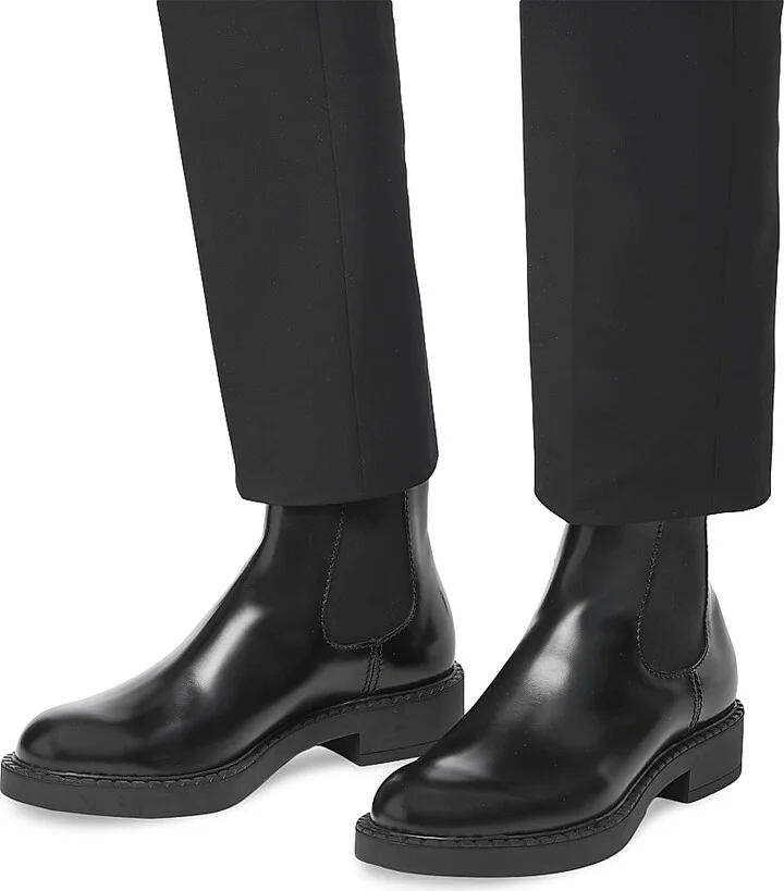 Men's Brushed Leather Chelsea Boots - Black - Size 12 - Image 3