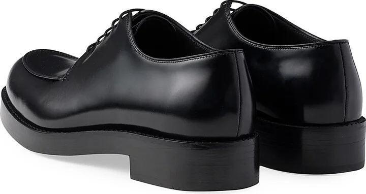 Men's Brushed Leather Derby Shoes - Black - Size 6 - Image 4