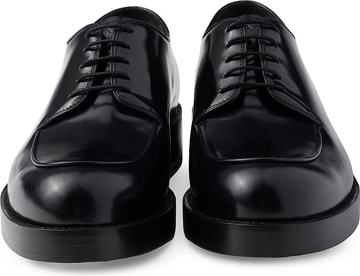 Men's Brushed Leather Derby Shoes - Black - Size 6 - Image 5