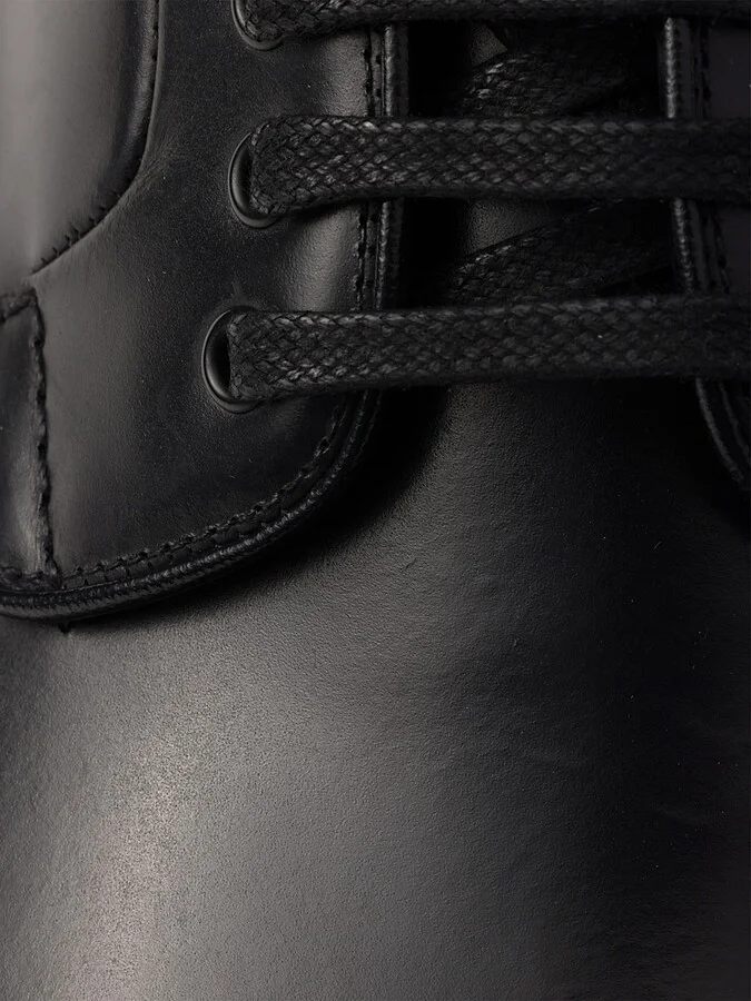 Men's Brushed Leather Derby Shoes - Black - Size 7 - Image 5