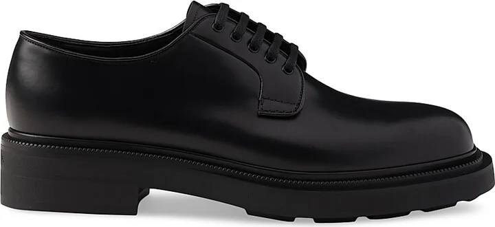 Men's Brushed Leather Derby Shoes - Black - Size 7