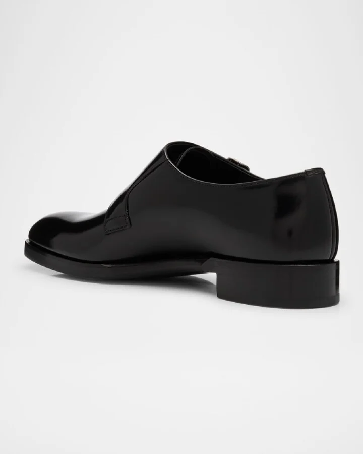 Men's Brushed Leather Double-Monk Strap Loafers - Image 2