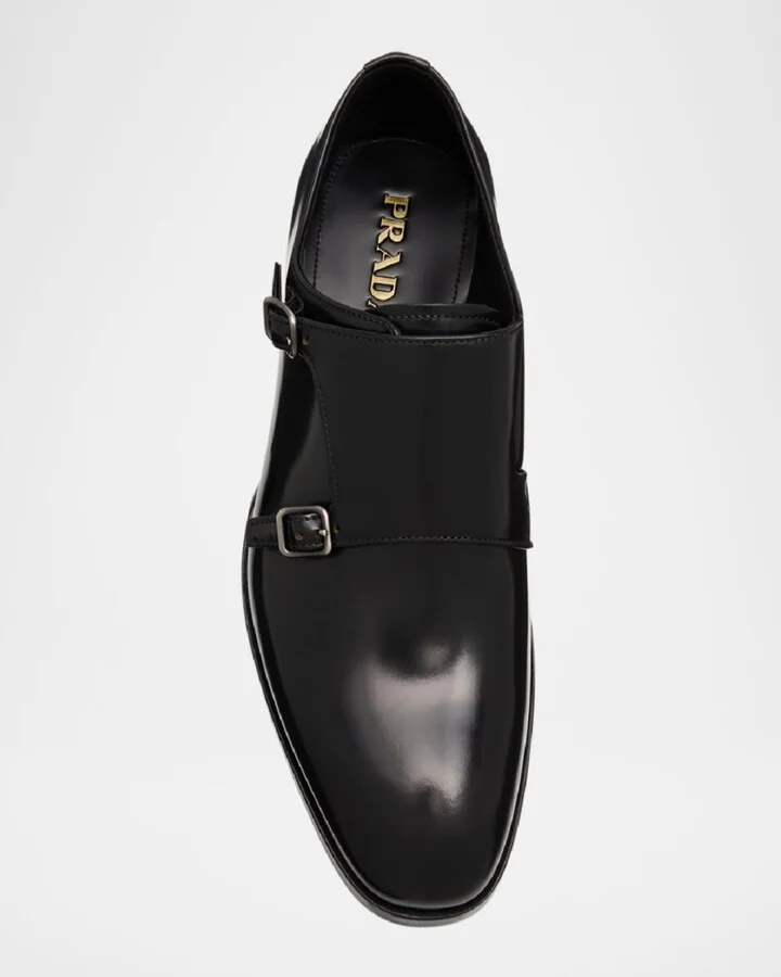 Men's Brushed Leather Double-Monk Strap Loafers - Image 4