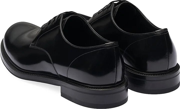 Men's Brushed Leather Lace-Up Shoes - Black - Size 6 - Image 4