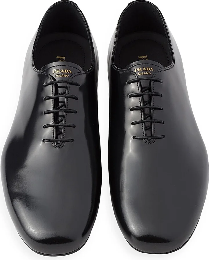 Men's Brushed Leather Lace-Up Shoes - Black - Size 6 - Image 2
