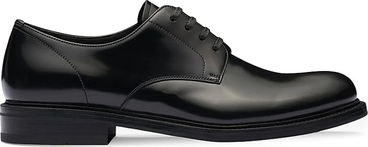 Men's Brushed Leather Lace-Up Shoes - Black - Size 6