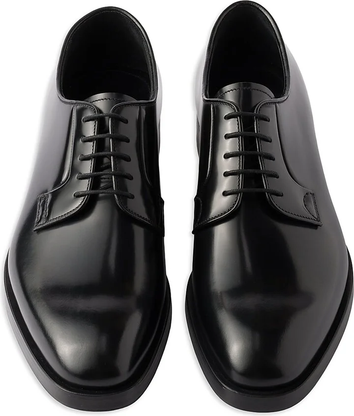Men's Brushed Leather Lace-Up Shoes - Black - Size 8 - Image 2