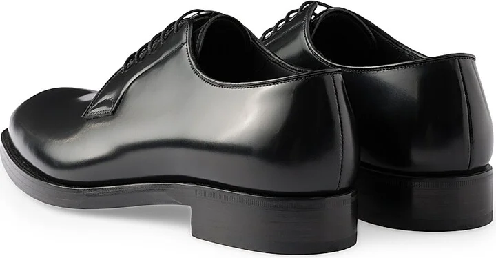Men's Brushed Leather Lace-Up Shoes - Black - Size 8 - Image 3