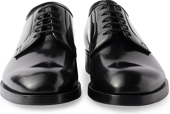 Men's Brushed Leather Lace-Up Shoes - Black - Size 8 - Image 4