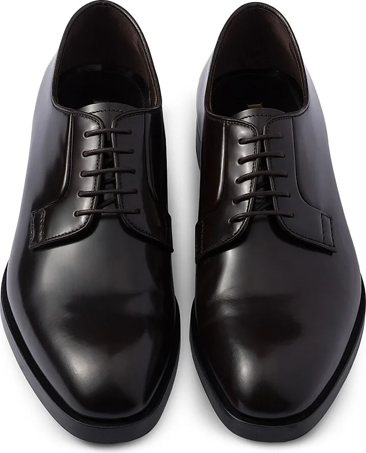 Men's Brushed Leather Lace-Up Shoes - Black - Size 8 - Image 6