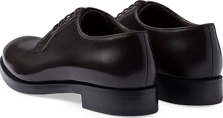 Men's Brushed Leather Lace-Up Shoes - Black - Size 8 - Image 7