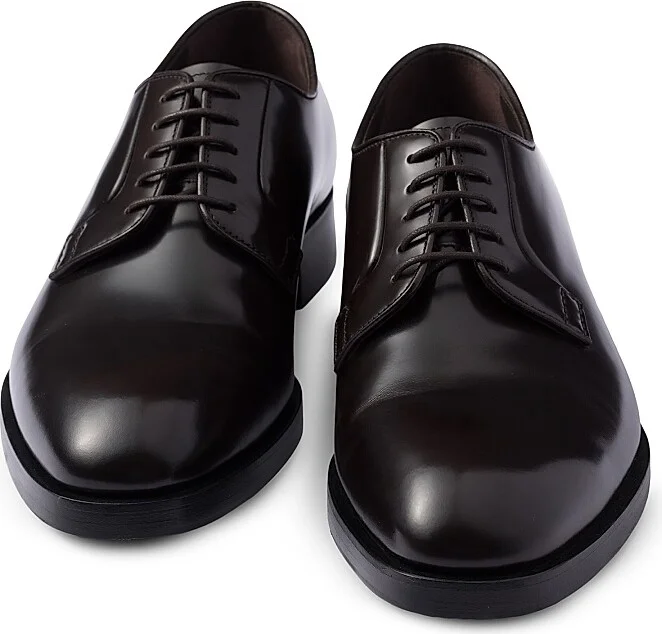 Men's Brushed Leather Lace-Up Shoes - Black - Size 8 - Image 8