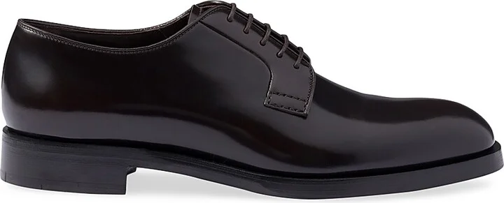 Men's Brushed Leather Lace-Up Shoes - Black - Size 8 - Image 10