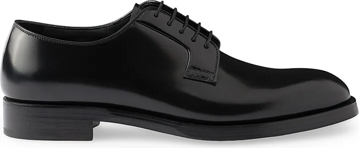 Men's Brushed Leather Lace-Up Shoes - Black - Size 8