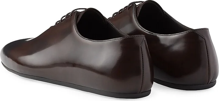 Men's Brushed Leather Lace-Ups Shoes - Brown - Size 7.5 - Image 3