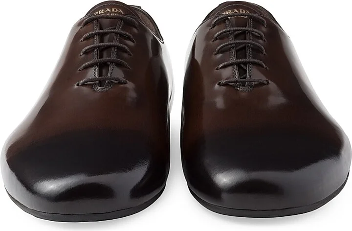 Men's Brushed Leather Lace-Ups Shoes - Brown - Size 7.5 - Image 4