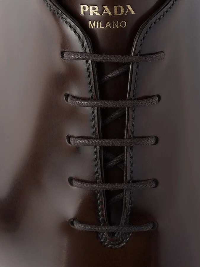 Men's Brushed Leather Lace-Ups Shoes - Brown - Size 7.5 - Image 5