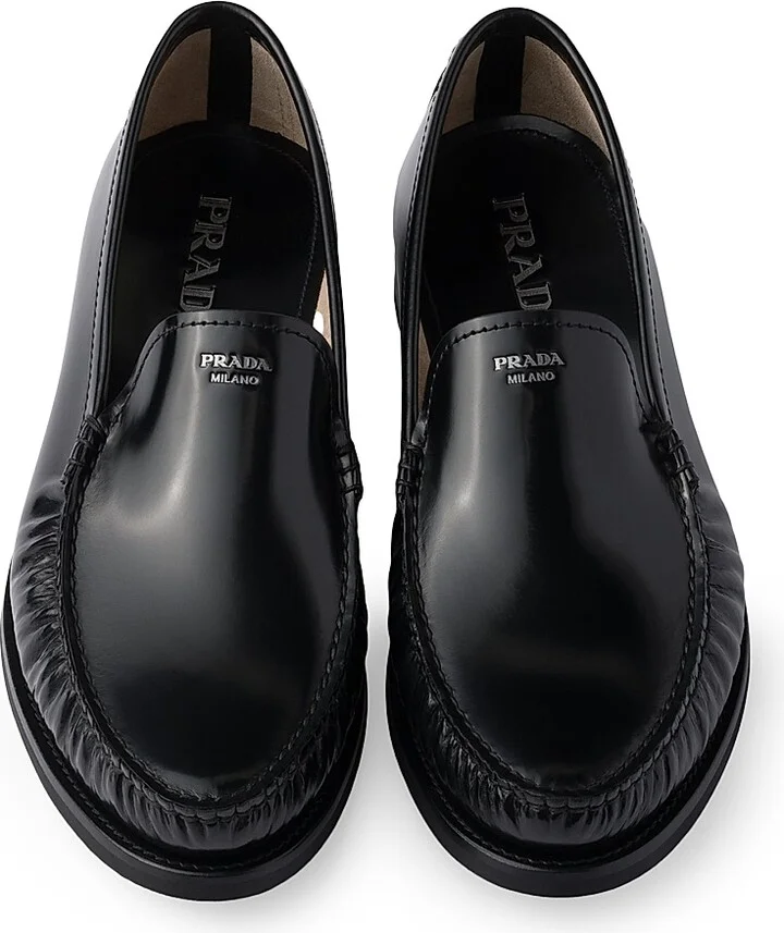 Men's Brushed Leather Loafers - Black - Size 6.5 - Image 2