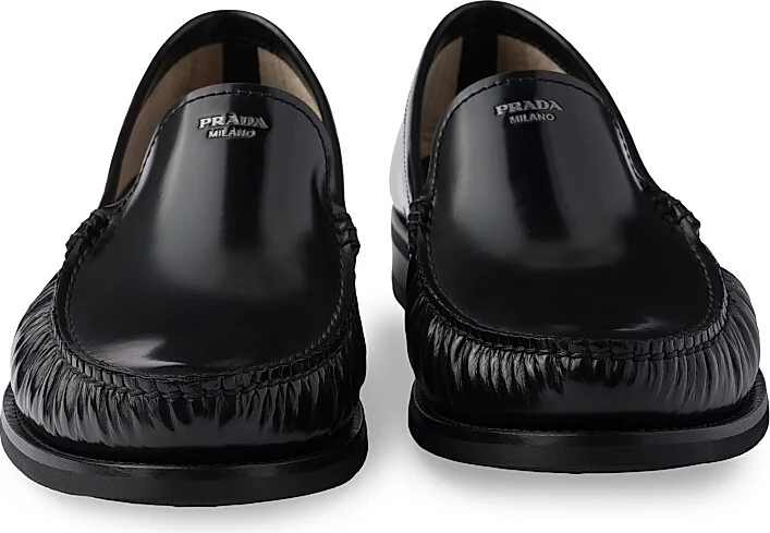 Men's Brushed Leather Loafers - Black - Size 6.5 - Image 4