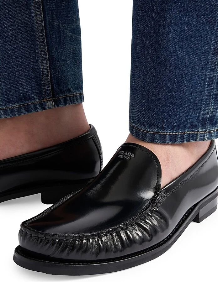 Men's Brushed Leather Loafers - Black - Size 6.5 - Image 6