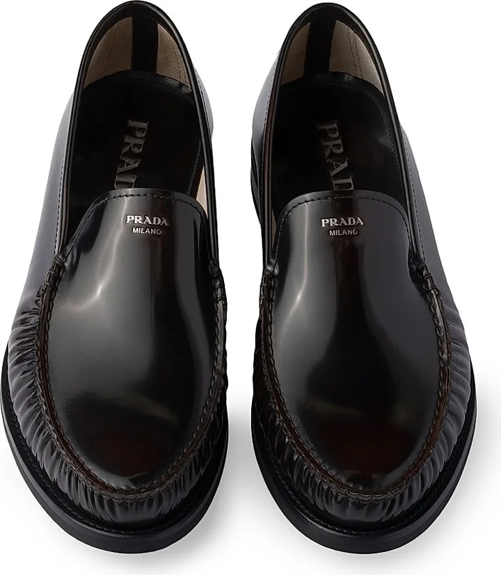 Men's Brushed Leather Loafers - Black - Size 6.5 - Image 7